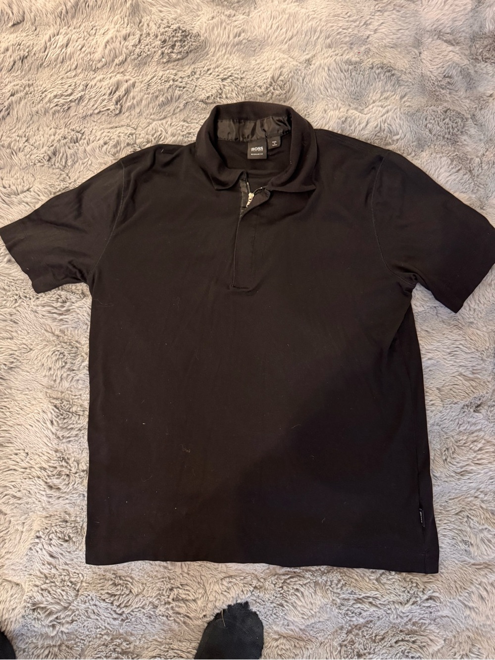 Hugo Boss Black Short-Sleeve Polo with Zip Collar